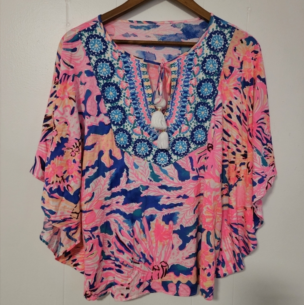 Lilly Pulitzer Britta Tunic Caftan Top Swirling Seadream
